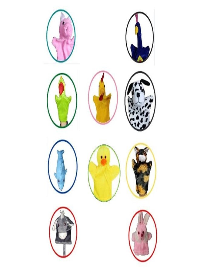 VARUSH Animal & Bird Hand Puppets Set of 10 - Plush Finger & Hand Puppets for Kids, Toddler, Preschool | Educational Storytelling Toy - Pig, Dog, Duck, Rabbit, Parrot, Cat, Peacock, Fish, Hen & Donkey - Image 1